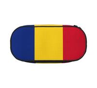 YQxwJL Trousse à crayons de grande capacité avec imprimé drapeau de la Roumanie - Noir