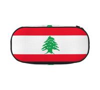 YQxwJL Trousse à crayons de grande capacité avec imprimé drapeau du Liban - Noir
