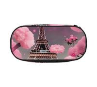 YQxwJL Trousse à crayons de grande capacité Motif Paris Street Tour Eiffel Rose Imprimé floral Noir