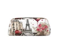YQxwJL Trousse à crayons en cuir durable avec fermeture éclair Motif cœur Love Paris Tower Café Vin Parfum Vélo, Argent, One Size, Sac