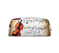 YQxwJL Trousse à crayons en cuir durable avec fermeture éclair - Motif partitions de violon - Grande capacité - Pour le bureau, les voyages