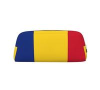 YQxwJL Trousse à crayons grande capacité avec fermeture éclair - En cuir durable - Motif drapeau de la Roumanie - Pour le bureau, les voyages