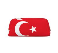 YQxwJL Trousse à crayons grande capacité avec fermeture éclair - En cuir durable - Motif drapeau de la Turquie - Pour le bureau, les voyages, Or, One Size, Sac
