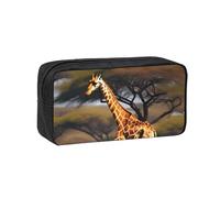 YQxwJL Trousse à crayons grande capacité en tissu Oxford 600D avec fermeture éclair robuste pour fournitures scolaires Motif girafe d'Afrique