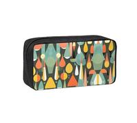 YQxwJL Trousse à crayons moderne rétro du milieu du siècle avec impression en forme de goutte, grande capacité, tissu Oxford 600D avec fermeture éclair robuste fournitures scolaires