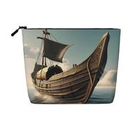 YQxwJL Trousse de maquillage avec fermeture éclair Motif bateau viking, noir, One Size