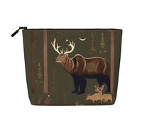 YQxwJL Trousse de maquillage avec fermeture éclair Motif cerf Ours Lodge, noir, One Size