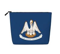 YQxwJL Trousse de maquillage avec fermeture éclair Motif drapeau de l'État de Louisiane, noir, One Size