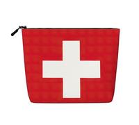 YQxwJL Trousse de maquillage avec fermeture éclair Motif drapeau suisse, noir, One Size