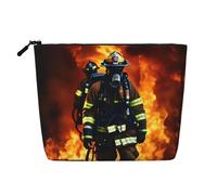 YQxwJL Trousse de maquillage avec fermeture éclair - Motif flammes de pompier - Jolie trousse de toilette de voyage, noir, One Size