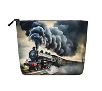 YQxwJL Trousse de maquillage avec fermeture éclair Motif train à vapeur et nuages, noir, One Size