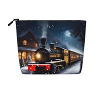 YQxwJL Trousse de maquillage avec fermeture éclair - Motif train de chemin de fer - Pour l'hiver et Noël, noir, One Size
