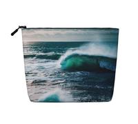 YQxwJL Trousse de maquillage avec impression d'eau de mer scénique, organisateur de trousse de maquillage avec fermeture éclair, jolies pochettes de maquillage de voyage Szie trousse de toilette,