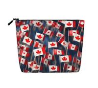 YQxwJL Trousse de maquillage avec imprimé de nombreux petits drapeaux canadiens avec fermeture éclair - Jolies pochettes de maquillage - Trousse de toilette de voyage, noir, One Size