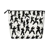 YQxwJL Trousse de maquillage avec imprimé silhouettes d'arts martiaux, trousse de maquillage avec fermeture éclair, jolie trousse de toilette de voyage, noir, One Size