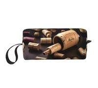 YQxwJL Trousse de maquillage de voyage avec imprimé bouteille de vin en liège pour femme, sac de maquillage portable pour femme, mère, sœur, blanc, One Size