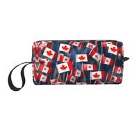 YQxwJL Trousse de maquillage de voyage avec imprimé de nombreux petits drapeaux canadiens, cadeaux pour femme, trousse de maquillage portable pour femme, mère, sœur, blanc, One Size