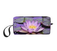 YQxwJL Trousse de maquillage de voyage avec imprimé fleur de lotus violette - Cadeau pour femme - Trousse de maquillage portable pour femme, mère, sœur, blanc, One Size