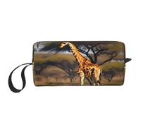 YQxwJL Trousse de maquillage de voyage avec imprimé girafe d'Afrique majestueuse - Cadeau pour femme - Portable - Pour mère, sœur, blanc, One Size