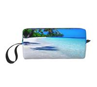 YQxwJL Trousse de maquillage de voyage avec imprimé plage et océan - Motif plage et océan - Cadeau portable pour femme - Pour mère, sœur, blanc, One Size