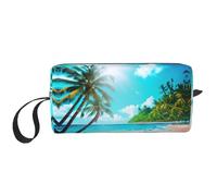 YQxwJL Trousse de maquillage de voyage avec imprimé sur le thème de l'océan tropical, plage, cadeau pour femme, trousse de maquillage portable pour femme, mère, sœur, blanc, One Size