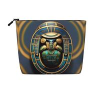 YQxwJL Trousse de maquillage égyptienne avec fermeture éclair - Motif scarabée - Jolie trousse de toilette de voyage, noir, One Size