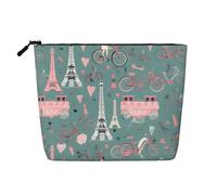YQxwJL Trousse de maquillage romantique Paris Tour Eiffel Bycicle imprimée Trousse de maquillage Organisateur avec fermeture éclair Mignon Pochettes de maquillage Voyage Szie Trousse de toilette,