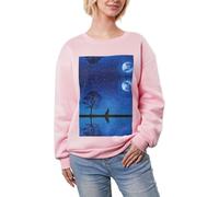 YQxwJL Wolf In The Moonlight Print Cozy Fleece Lined Tops Women Thick Crew Neck Sweatshirt Casual Fashion Long Sleeve Clothing, rose, XL