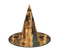 YQxwJL Women in Ancient Egypt Print Halloween Witch Hat Headwear Headwear Decoration Witch Hat Cosplay Party Props For Women - 2pcs