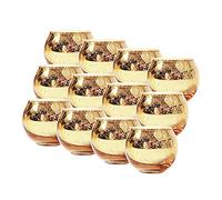 YQYAZL Lot de 12 bougeoirs ronds en verre mercure avec moucheté pour la maison, la table, les mariages, les décorations de Noël - Doré