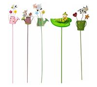 YQYAZL Lot de 7 piquets floraux métal pour plantes intérieures, parterres, pots, cour, terrasse, pelouse et maison, 27 cm