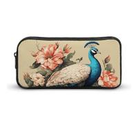 YQYBF Grande trousse à crayons motif paon et fleurs, jolie fermeture éclair, sac de rangement pour homme et femme, Style :, 22*12*5cm