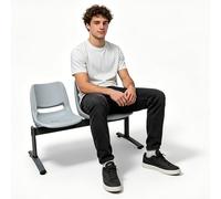 Yqyc Banc D'attente Airport à 2 Places, Structure en Acier Robuste, Supportant Jusqu'à 400kg, Assise en Plastique, Idéale pour Les Stades et Aéroports(Gray)