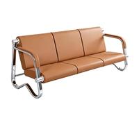 Yqyc Banc D'attente Airport à 3 Places avec Accoudoirs et Dossier, Mobilier d'accueil en Acier pour Bureaux et Halls D'entrée(Brown)