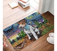 YQZQJEXW Paillasson antidérapant Motif Renard Terrier et Fil de Fer étoilé pour Salle de Bain Cuisine Chambre à Coucher Balcon Porte Sol entrée