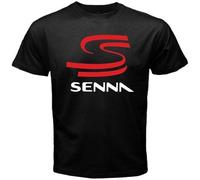YR New F-1 Legend Ayrton Senna Racing Logo Men's Black T-Shirt Size Manches Courtes(3X-Large)