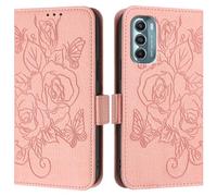 YRDUKJFDJ Compatible avec Motorola Moto G Stylus 2022 5G, étui Portefeuille Fin en Cuir PU à Rabat, étui de Protection résistant aux Chocs avec Porte-Cartes + dragonne(Pembe)