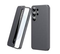 YRDUKJFDJ Étui à Rabat Intelligent for Samsung Galaxy S26 Ultra, étui de Protection intégrale de Luxe à Rabat Mince Miroir en Cuir PC Dur Anti-Rayures(Szary)