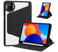 YRDUKJFDJ Étui Rotatif for Honor Pad X7 8,7 Pouces sorti en 2025 - avec Porte-Crayon, Coque arrière Rigide Transparente, Support Rotatif à 360° et Fonction Veille/réveil Automatique(Svart)