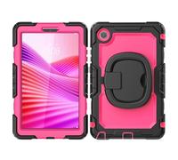 YRDUKJFDJ Sac pour Tablette PC, étui for Lenovo Tab One 8.7 inch/K9 TB305FU 2025 Case with Screen Protector,Full Body Protective Rugged Cover Rotating Handle Silicone Case(Rose pc)