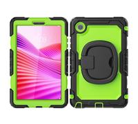 YRDUKJFDJ Sac pour Tablette PC, étui for Lenovo Tab One 8.7 inch/K9 TB305FU 2025 Case with Screen Protector,Full Body Protective Rugged Cover Rotating Handle Silicone Case(Green pc)