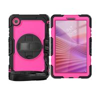 YRDUKJFDJ Sac pour Tablette PC, étui for Lenovo Tab One 8.7 inch/K9 TB305FU 2025 Heavy Duty Shockproof TPU Case, Protective Cover W Screen Protector 360° Kickstand+Hand Strap+Shoulder Strap(Rose2)