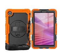 YRDUKJFDJ Sac pour Tablette PC, étui for Lenovo Tab One 8.7 inch/K9 TB305FU 2025 Heavy Duty Shockproof TPU Case, Protective Cover W Screen Protector 360° Kickstand+Hand Strap+Shoulder Strap(Orange)