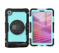 YRDUKJFDJ Sac pour Tablette PC, étui for Lenovo Tab One 8.7 inch/K9 TB305FU 2025 Heavy Duty Shockproof TPU Case, Protective Cover W Screen Protector 360° Kickstand+Hand Strap+Shoulder Strap(Skyblue2)