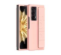 YRDUKJFDJ Support de téléphone pour étui FILP for Honor Magic V2 Case w Grip Silicone Strap, Hard PC Ultra-Thin Cases Anti-Scratches Shockproof Cover Protective Phone Shell(Pembe)