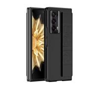 YRDUKJFDJ Support de téléphone pour étui FILP for Honor Magic V2 Case w Grip Silicone Strap, Hard PC Ultra-Thin Cases Anti-Scratches Shockproof Cover Protective Phone Shell(Svart)