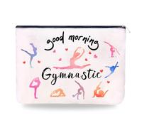 Yreamont Trousse de maquillage pour femme, épouse, grand-mère, cadeau de Noël pour amis, sœurs, trousse de maquillage de voyage pour petite amie, danseuse, gymnastique, blanc, Gymnastique