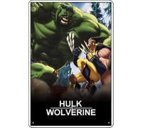 YRENBIYYONZ Hulk vs. Wolverine (2009) Plaque en métal pour décoration murale vintage rétro 20,3 x 30,5 cm