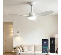YrgePowk 106CM Ventilateur Plafond avec Lumiere avec Telecommande, 60W Plafonnier Ventilateur Silencieux 6 Vitesses Du Vent Réversible, Ventilateur de Plafond 3 Couleurs Timer Mémoire