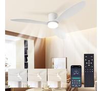 YrgePowk 130CM Ventilateur de plafond avec lumière, 60W Lampe Ventilateur Plafond, Silencieux LED Lampe avec Télécommande, 6 Vitesses, 3 températures Dimmable, pour Chambre Salon Cuisine